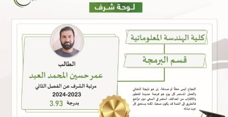 مرتبة الشرف للطالب عمر حسين المحمد