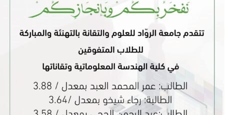 تهنئة للطلاب المتفوقين في كلية الهندسة المعلوماتية